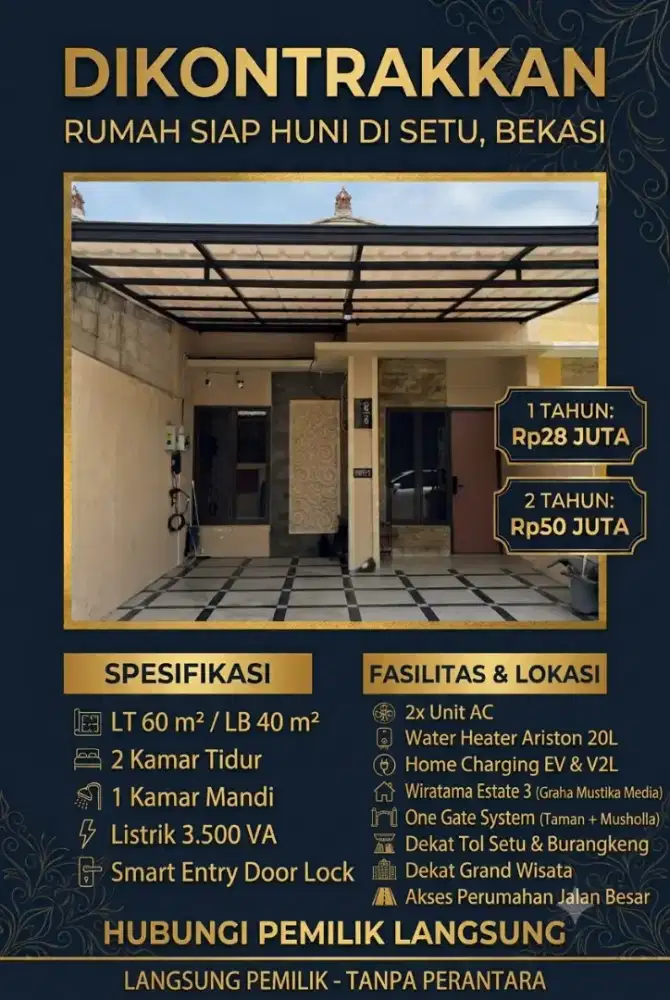 Kontrakan Bekasi Siap Huni Include AC