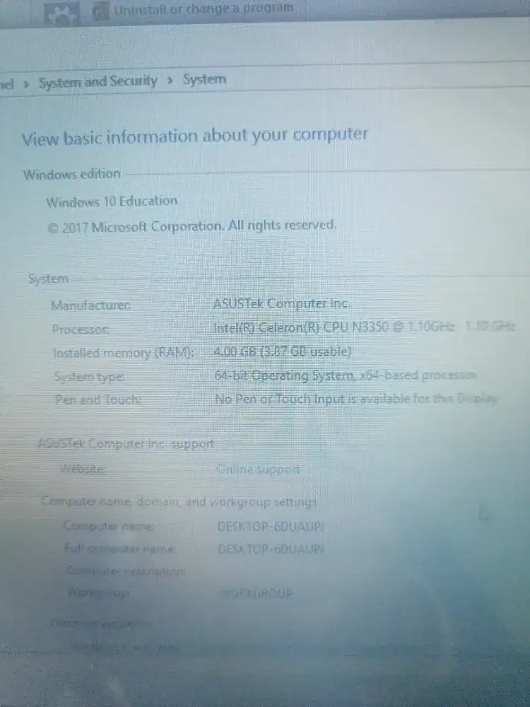 laptop asus intel celeron