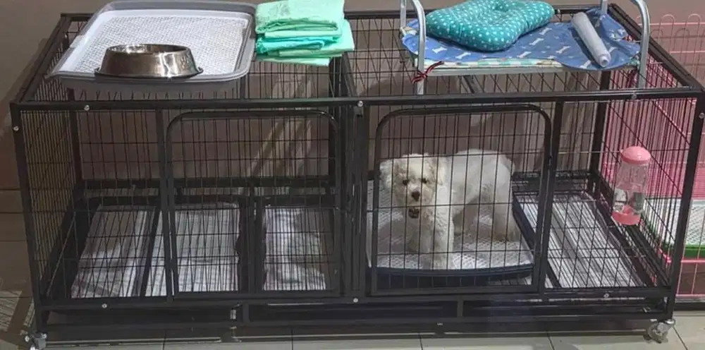 Kandang anjing sekat 2 ukuran 162cm ada roda pakai 1 mingguan like new