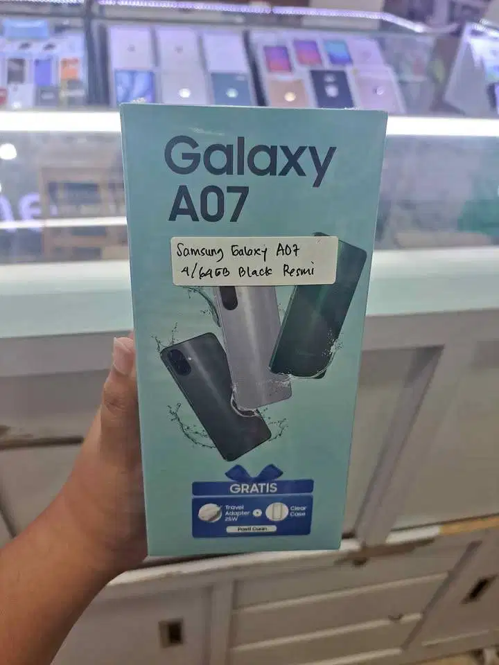 Samsung Galaxy A07 4/64GB Black Free Clear Case New Garasi Resmi