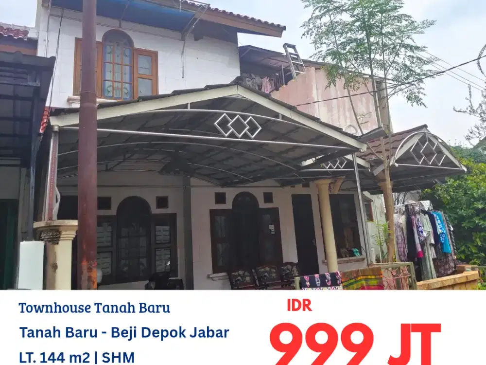 HFN0231 rumah 2 lantai HOOK masih dihuni di townhouse Tanah Baru, Beji, Depok, Jawa Barat