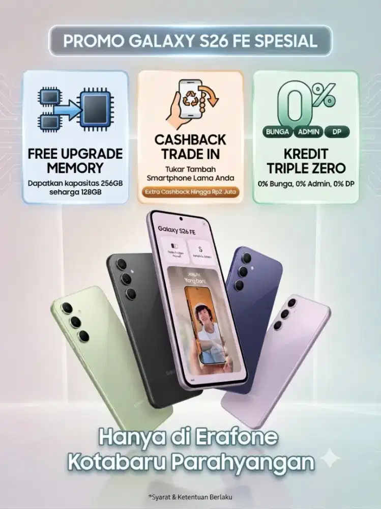 Samsung S26FE promo cicilan bisa 0% bunga dan tanpa DP