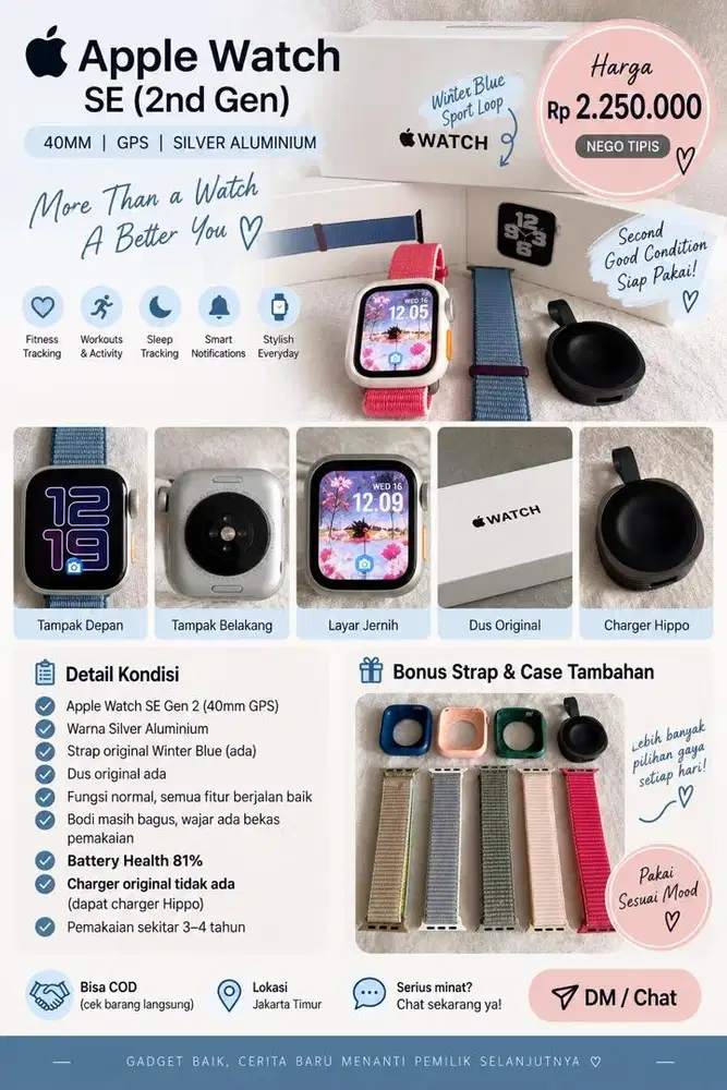 Apple Watch SE 2 40mm GPS - Silver alumunium