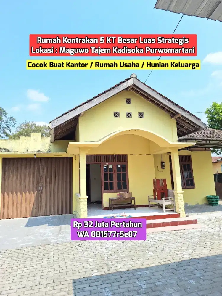 RUMAH PINGGIR JALAN BUAT KANTOR / USAHA / HUNIAN MAGUWO TAJEM 32JUTA