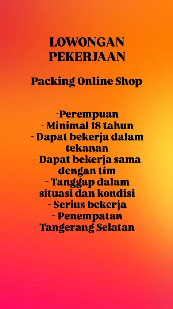 LOWONGAN PEKERJAAN PACKING SAYUR ONLINE