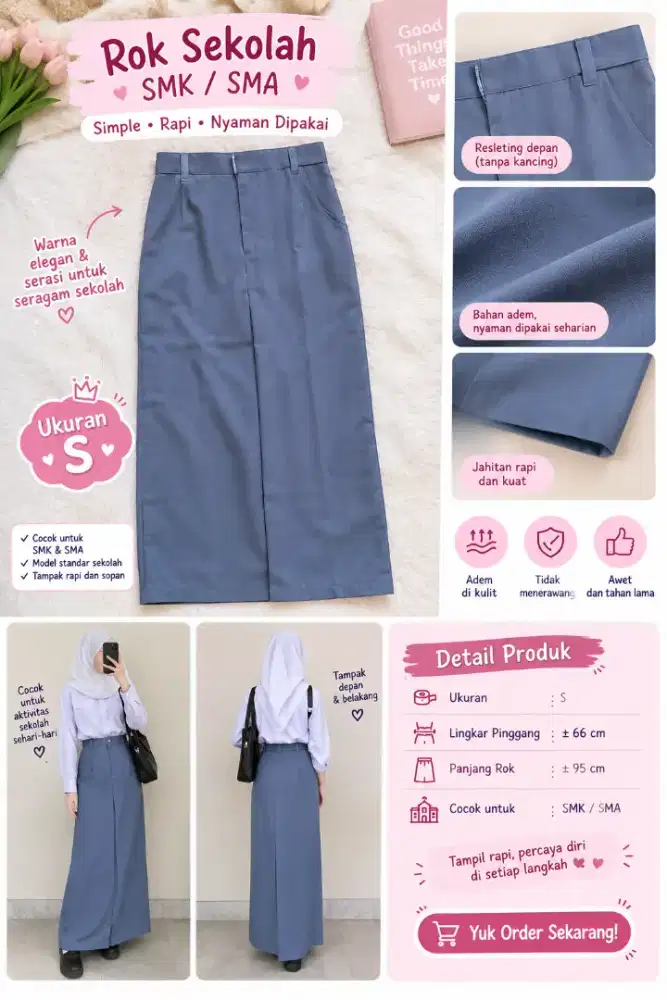 Rok Sekolah SMK/SMA Wanita Size S – Baru Belum Pernah Dipakai