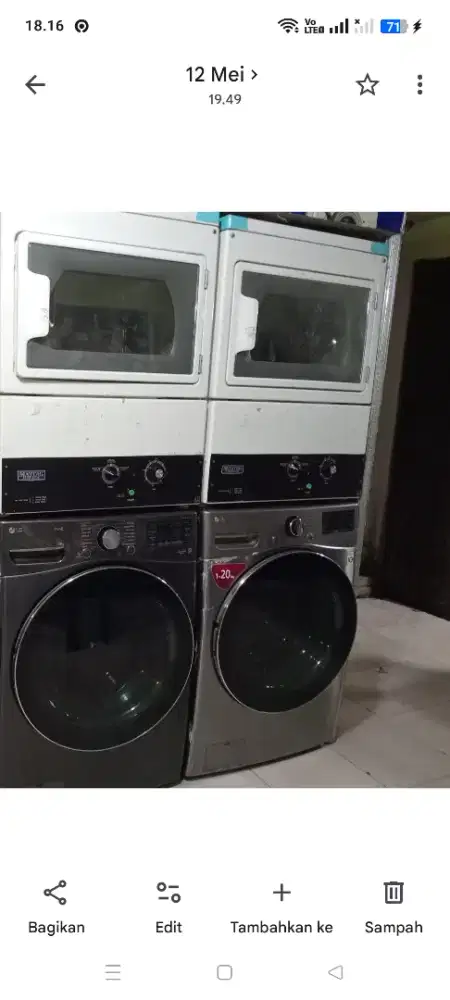 Dijual mesin cuci 2 unit merek LG & mesin pengering 2 unit (ex londry)