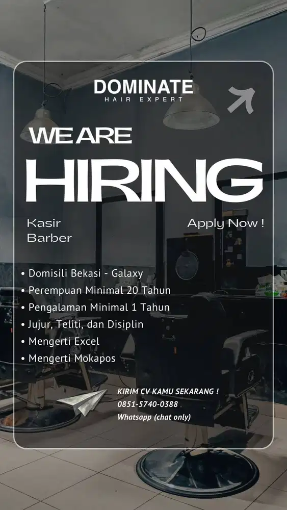 We are Hiring Kasir Barbershop