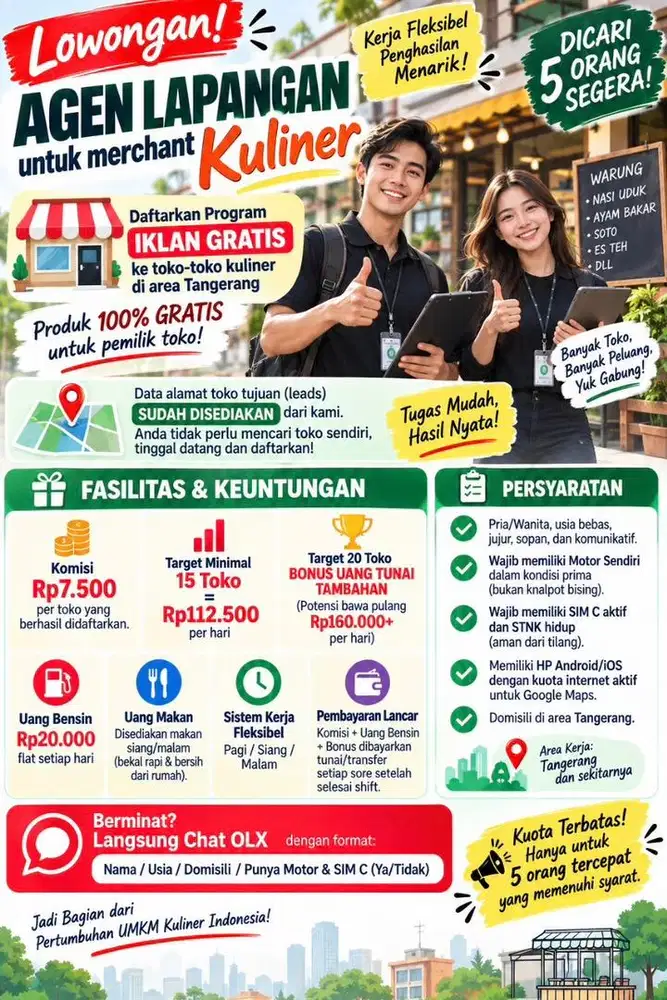 lowongan pekerjaan lapangan (marketing&sales) komisi di bayar harian