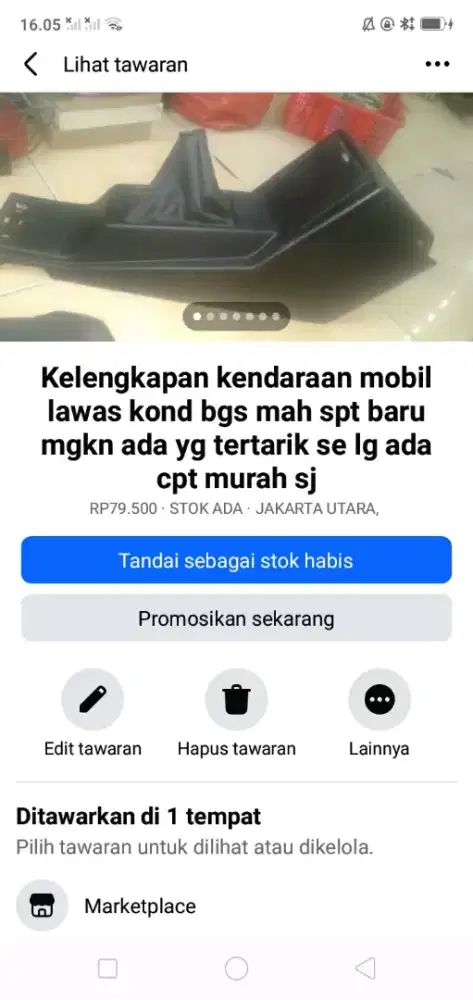 Kelengkapan kendaraan mobil lawas kond spt baru mgkn ada yg tertarik