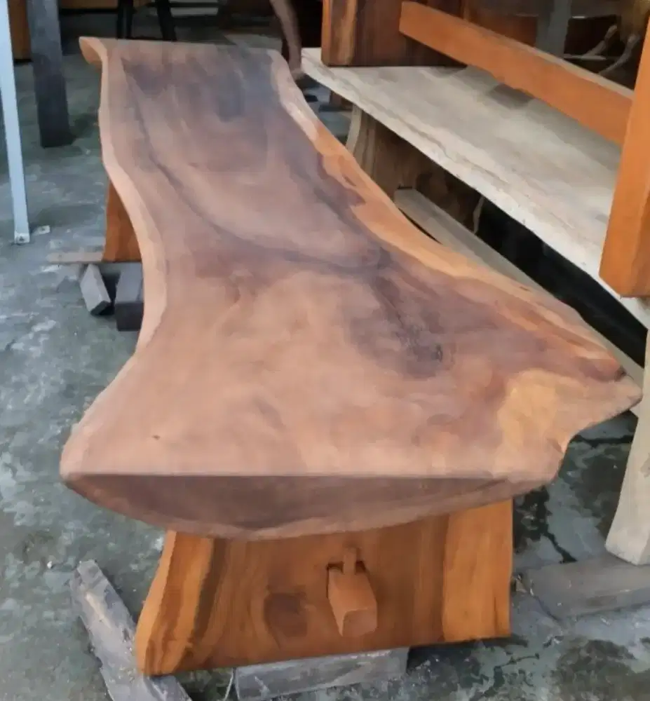 Kursi panjang / Bangku kayu solid utuh antik unik alami