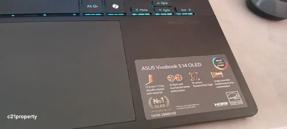 ASUS Vivobook S14 OLED Ryzen 5 7535HS RAM 16GB SSD 512GB Backlit Mulus