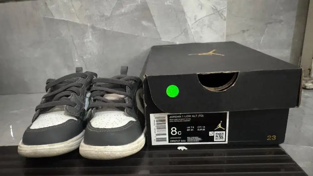 Jordan 1 Low Alt TD Baby Toddler Iron Grey White Size 8C EU25
