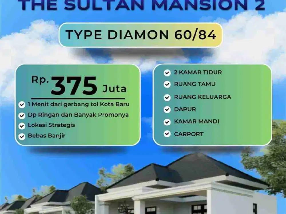 DI JUAL RUMAH DEKAT JALUR2 ITERA THE SULTAN MANSION 2 UNIT TERBATAS