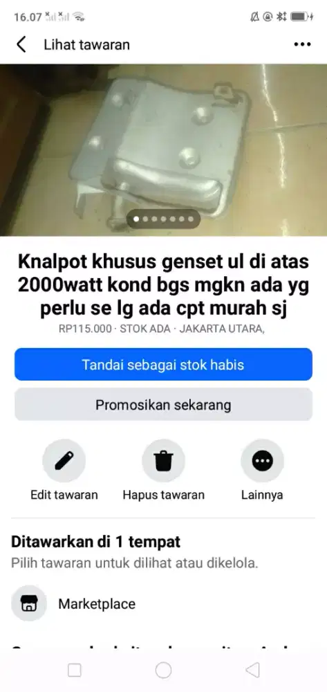 Kelengkapan mesin genset kond bgs mgkn ada yg perlu se lg ada cpt