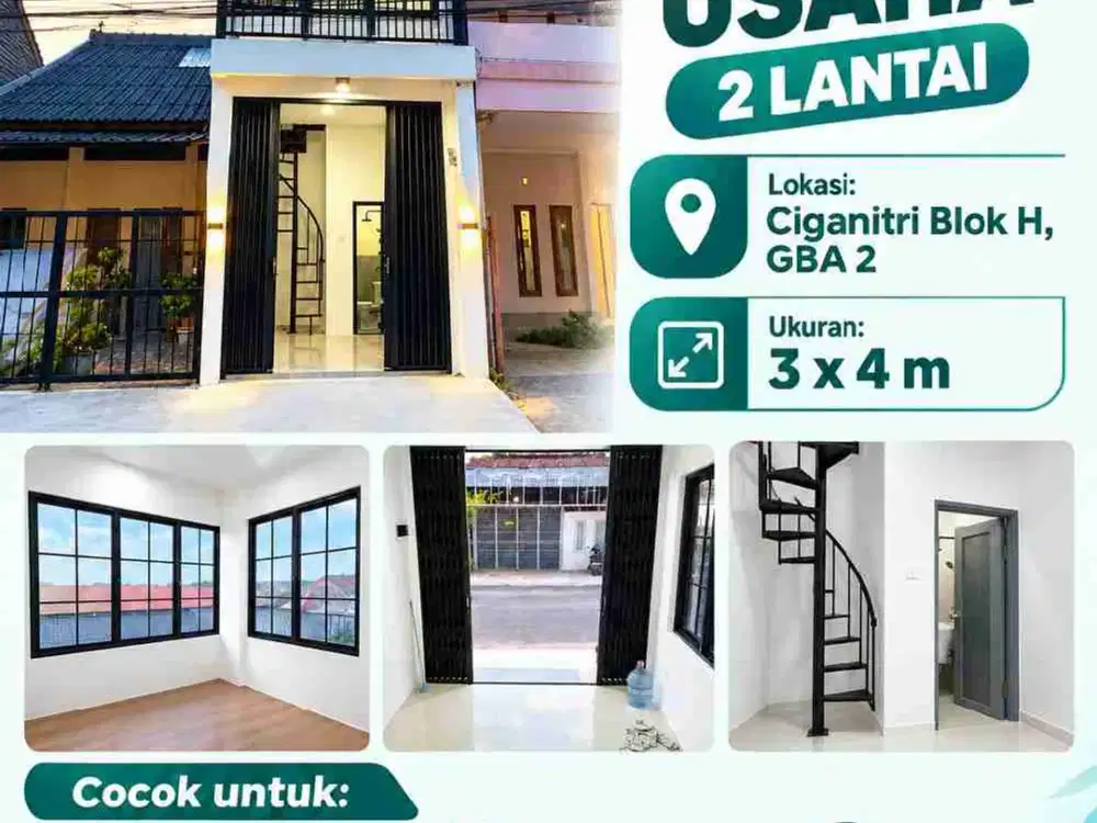 Disewakan Ruang Usaha 2 lantai di jalan Ciganitri Gba 2