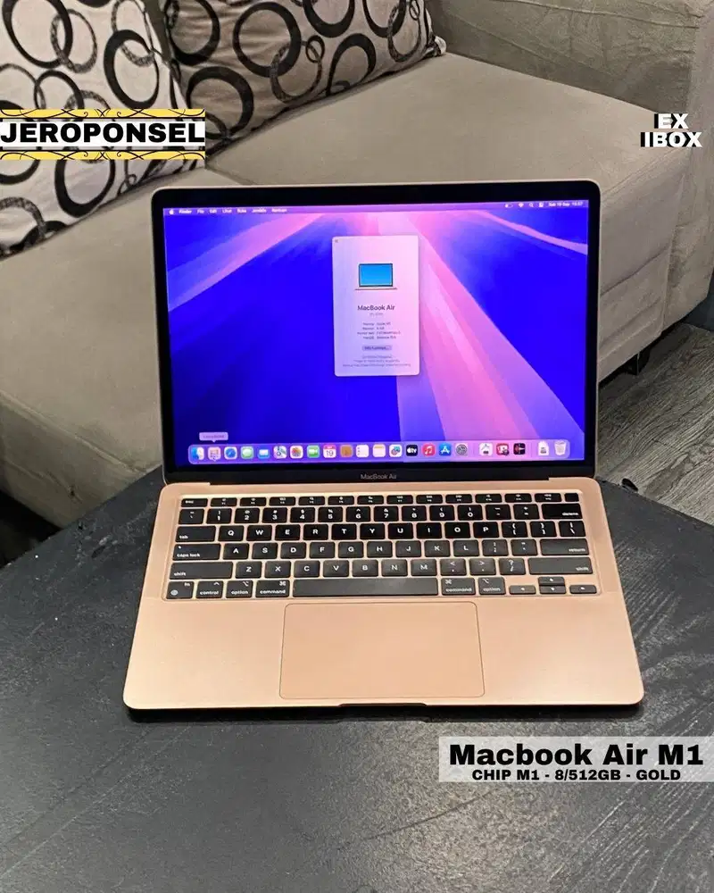 MACBOOK AIR M1 512GB GOLD EX IBOX MULUS CC 222 GARANSI