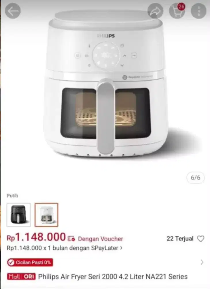 Philips Air Fryer seri 2000 4.2 Liter NA221