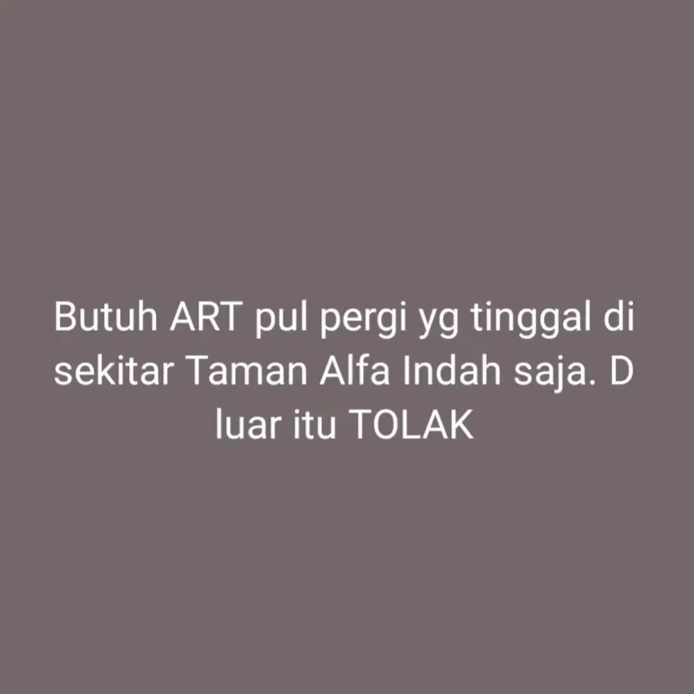 Butuh cpt ART AREA JOGLO TAMAN ALFA