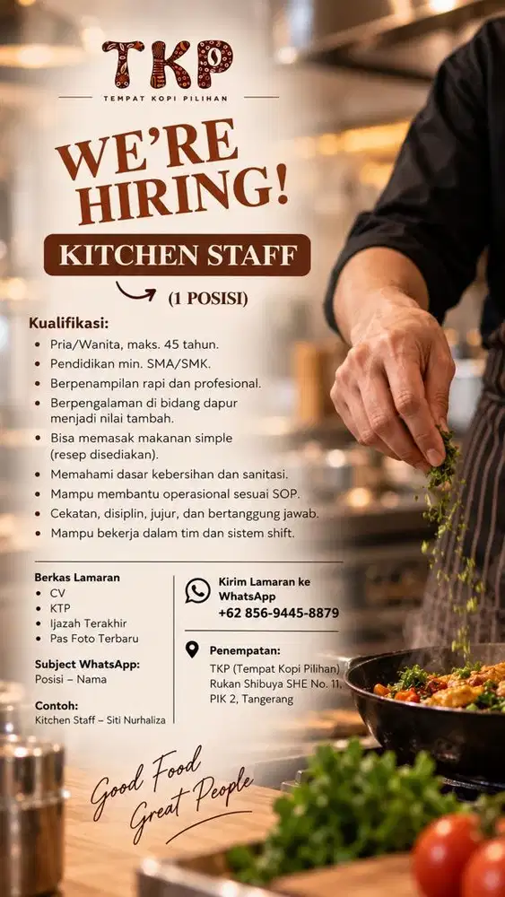 KITCHEN STAFF - 1 Posisi