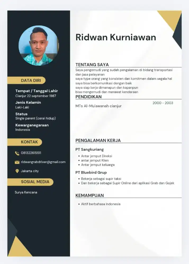 Mencari pekerjaan menjadi Supir Pribadi, Direksi, Direktur,Keluarga