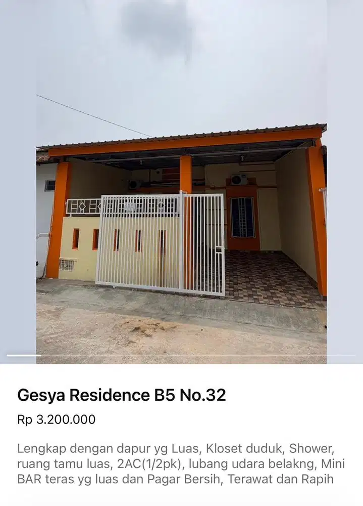 RUMAH BARU RENOV, Sewa Bulanan / Tahunan