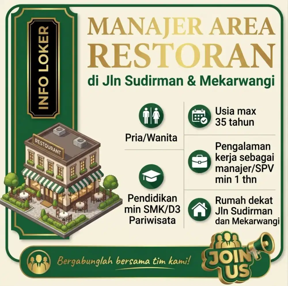Cari Manajer Area Sudirman & Mekarwangi