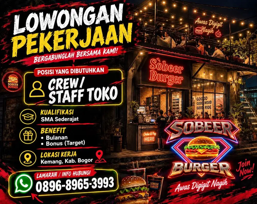 Lowongan kerja penjaga toko burger