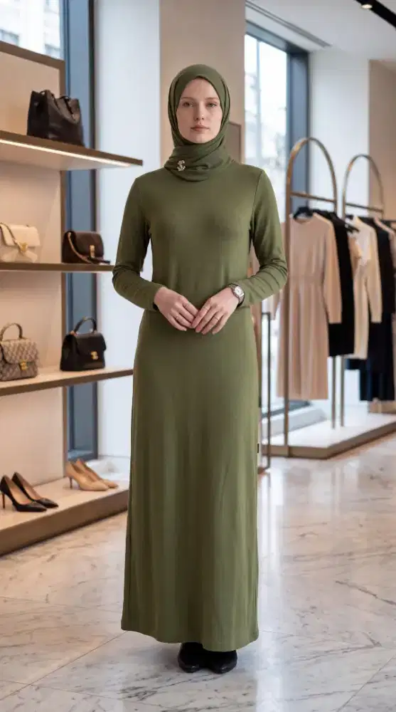 Gaun Flare Rib Lengan Panjang preloved