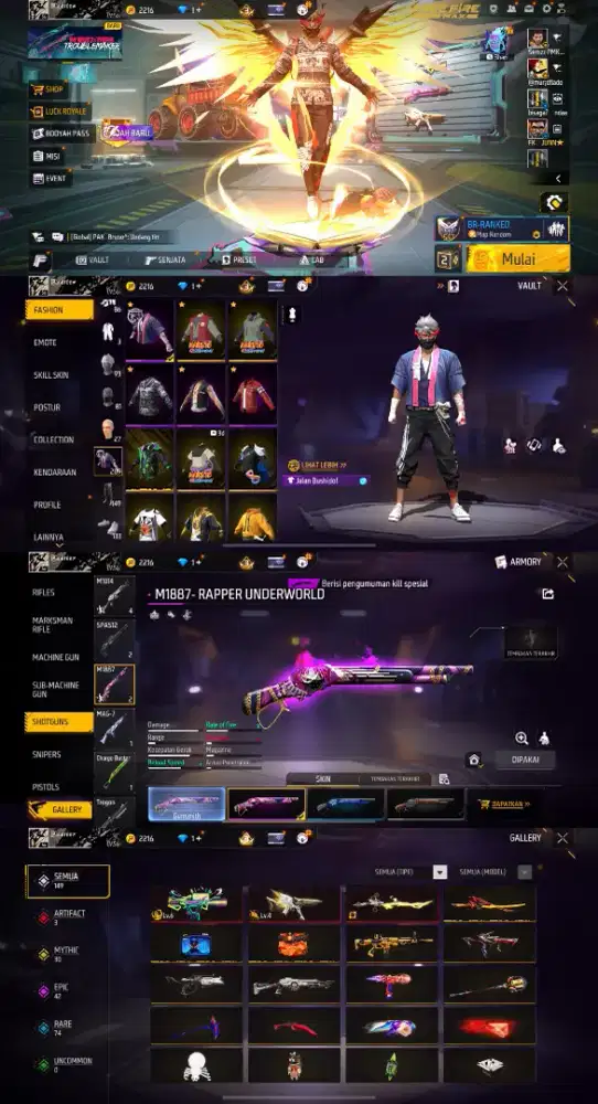 Jual akun ff spek GG