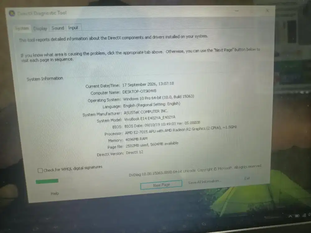 lactop asus E-402 YA ram 4 hdd 1tb mlus minus.speker jembret unit cas