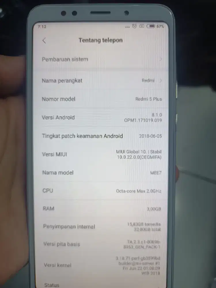 xiaomi redmi note 5 plus 3/32 Batangan