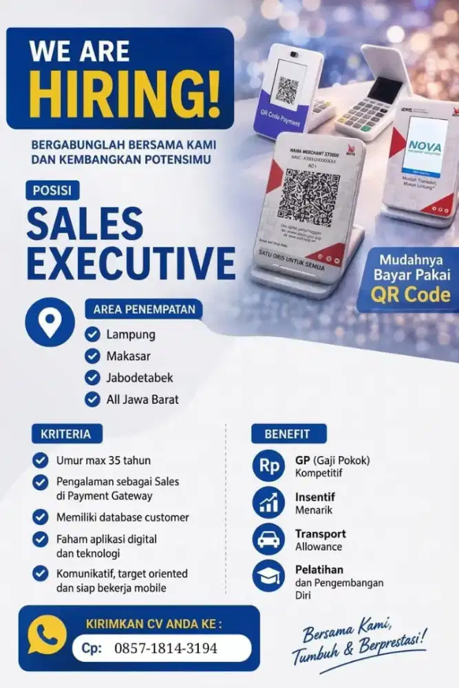 - LOWONGAN SALES EXECUTIVE — Gaji Kompetitif + Insentif Menarik!
