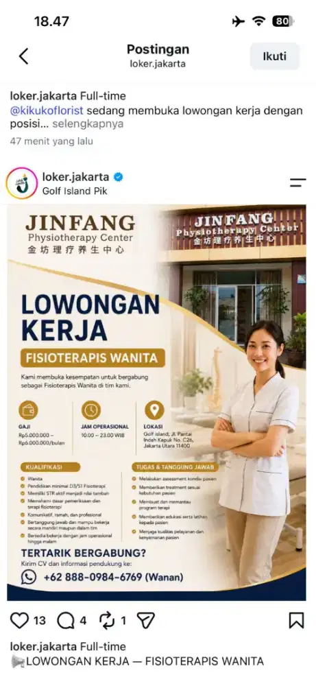 Loker trapis refkeksi kesehatan kusus wanita