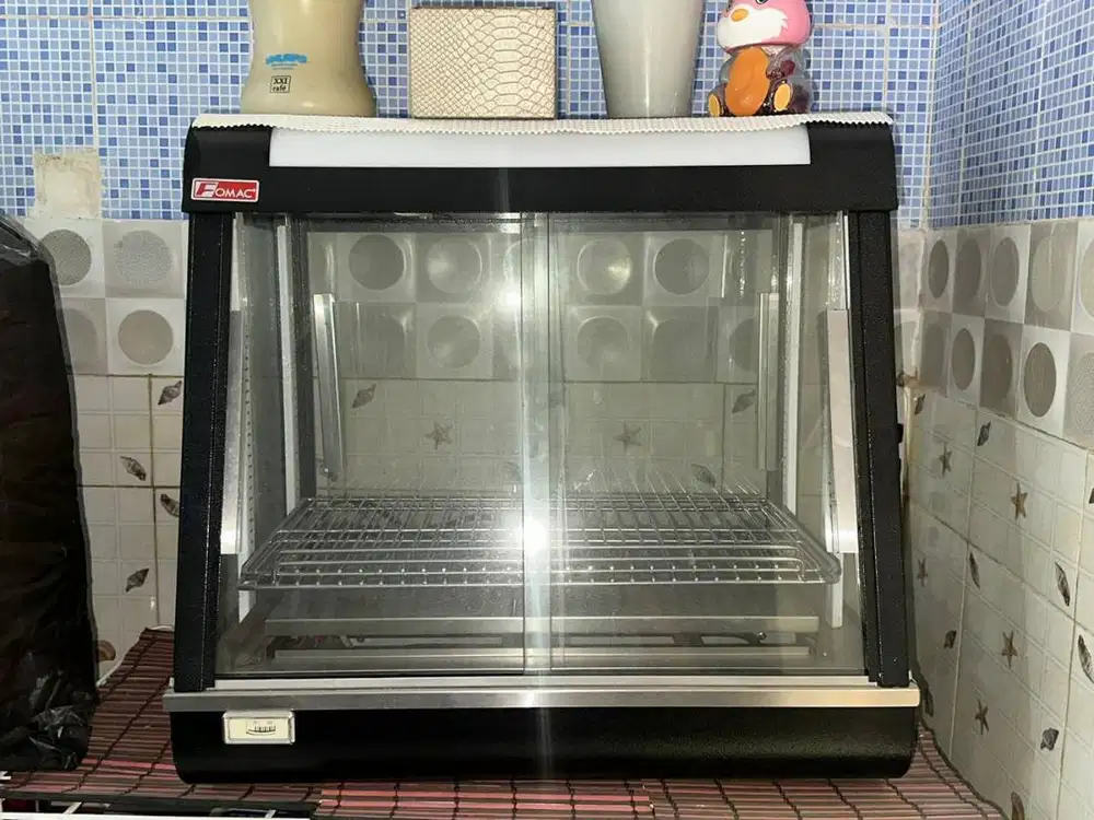 Showcase Penghangat Makanan Warmer Gorengan Kaca 2 Rak Mulus Nego