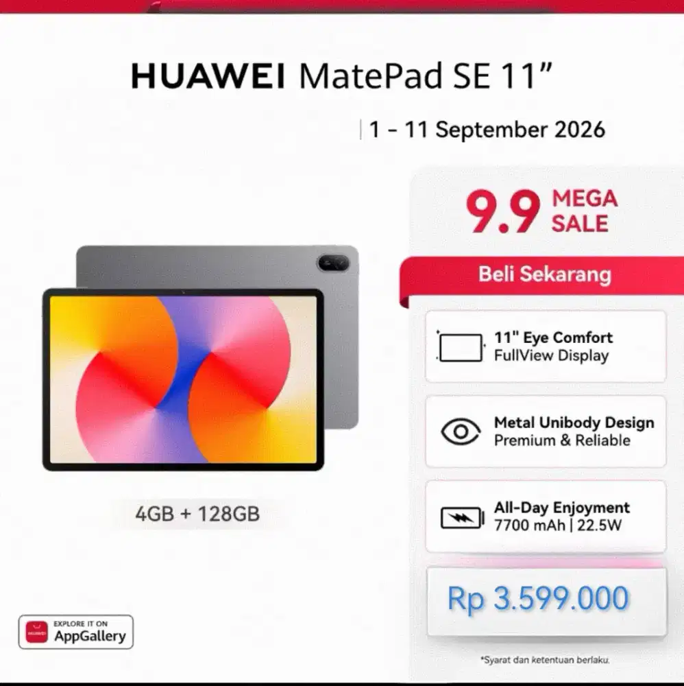 Huawei Matepad Se 11 Ram 4/128Gb