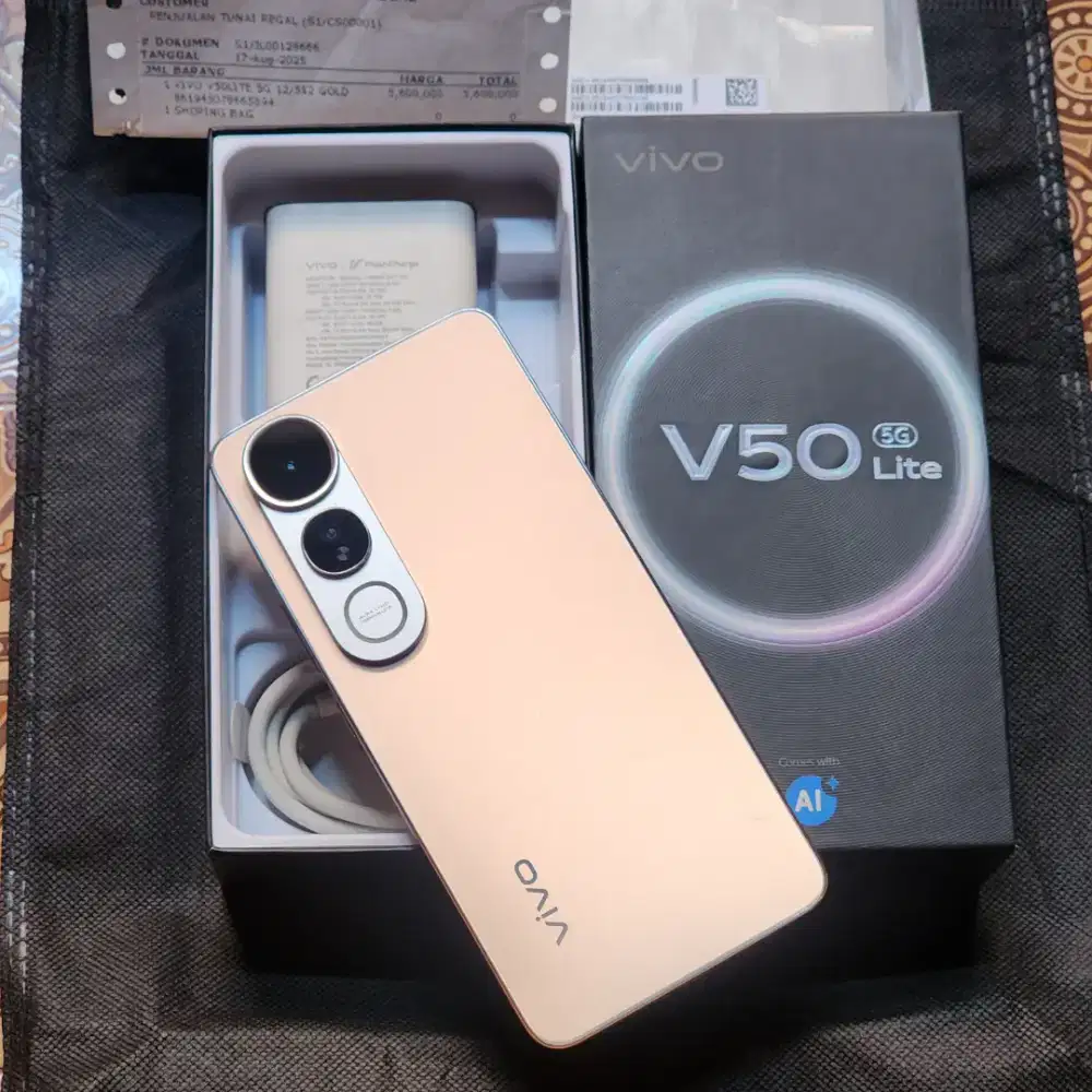 Vivo V50 Lite 5G Ram 12/512GB Warna Gold EX Garansi Resmi