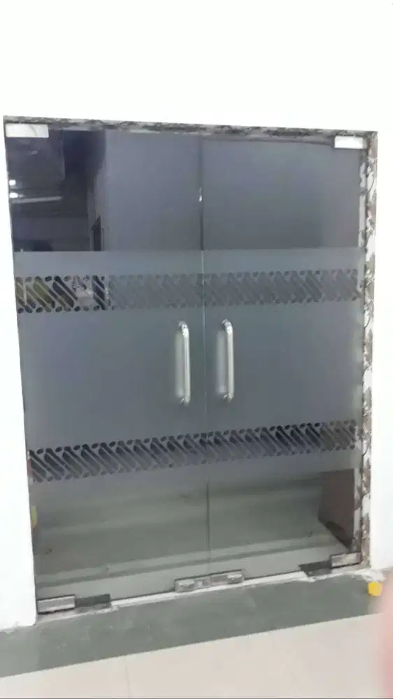 Dekorasi sticker sanblast, kaca film riben hitam stiker untuk kantor