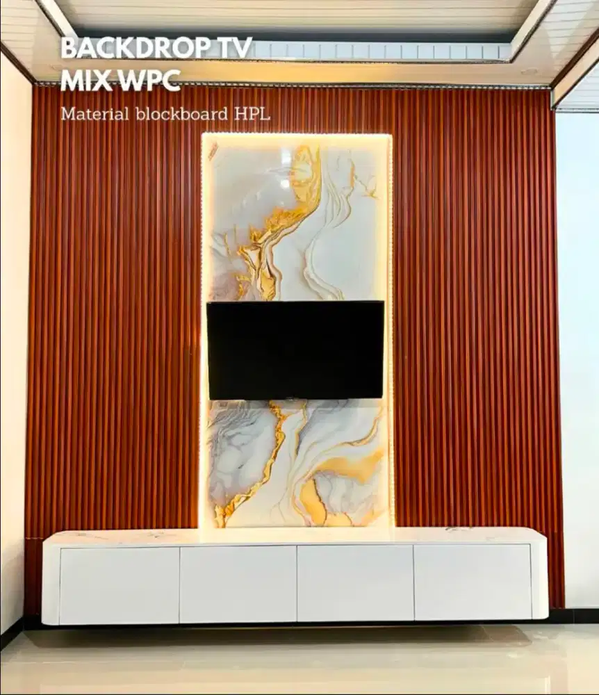 Promo Pemasangan Wpc Panel Kombinasi UV Board Marble