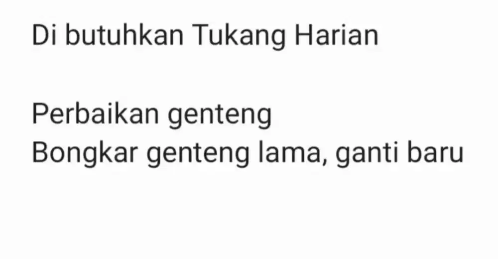 Tukang Harian, perbaikan rumah