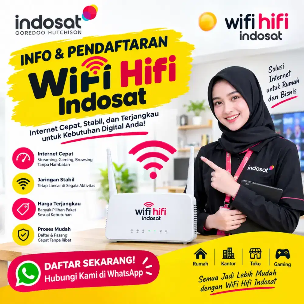 Info dan pendaftaran wifi Hifi Indosat