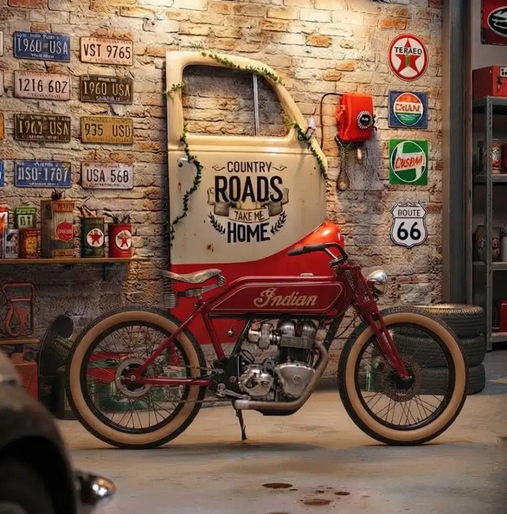 Hiasan copotan pintu mobil Austin 1942 vintage sepeda helm jaket antik