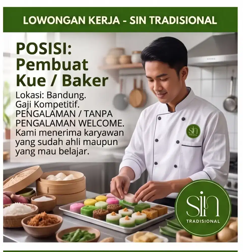 Lowongan kerja Kue Basah Tradisional(Disediakan Tempat Tinggal)Bandung