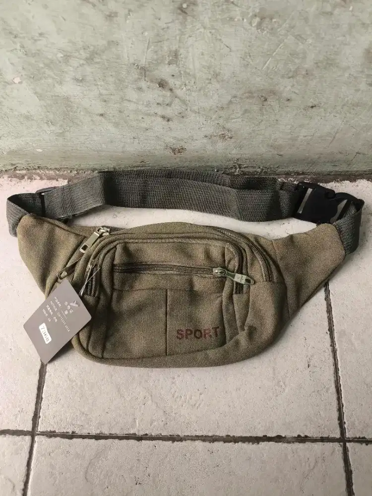 Tas Selempang Waistbag Kanvas Tebal Impor