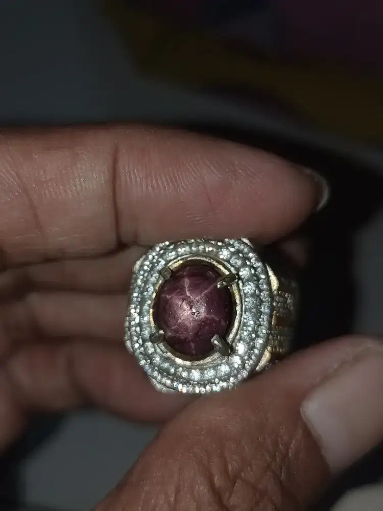 Batu Cincin Akik Permata Natural Ruby Star Mozambique