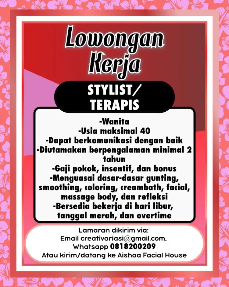 Lowongan kerja stylist salon dan spa muslimah