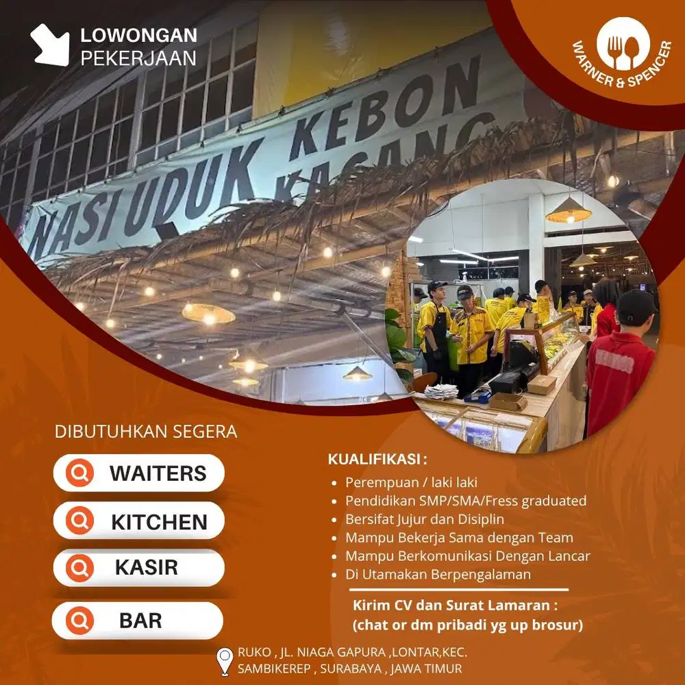 [LOKER] Staff Resto Nasi Uduk daerah GWalk