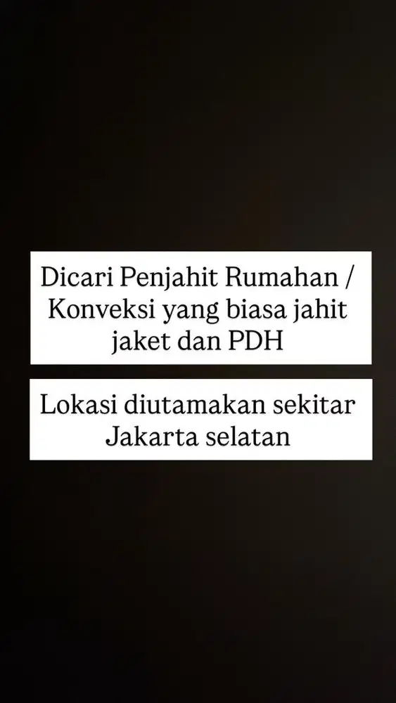 Dicari Penjahit rumahan / konveksi