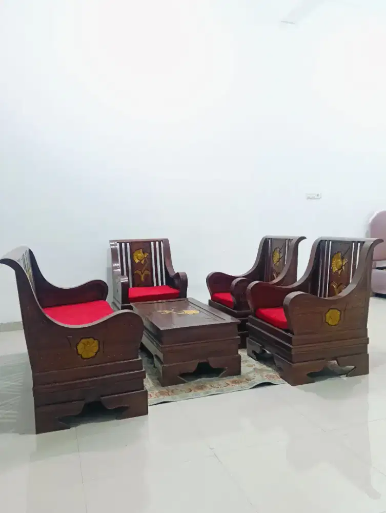 KURSI TAMU 4 MEJA JATI MERAH