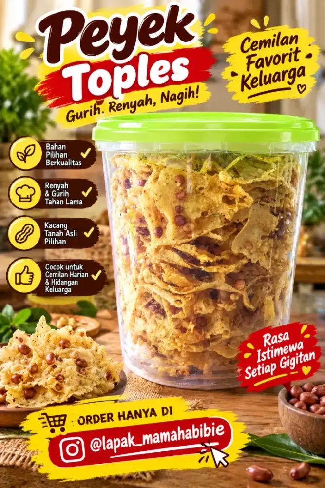 Peyek kacang kemasan toples